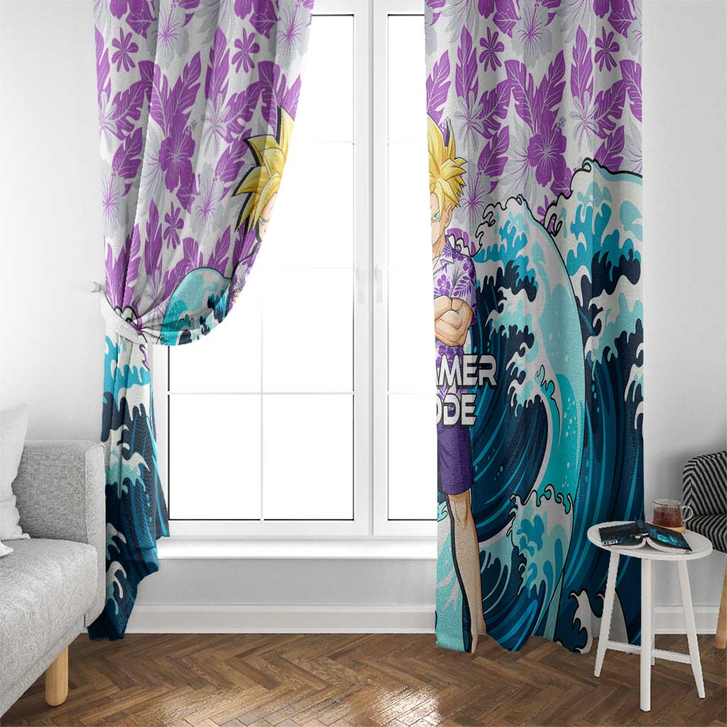 Gohan Dragon Ball Summer Theme Window Curtain with Tropical Floral Shirt Shenron and Ocean Wave Background - The Mazicc