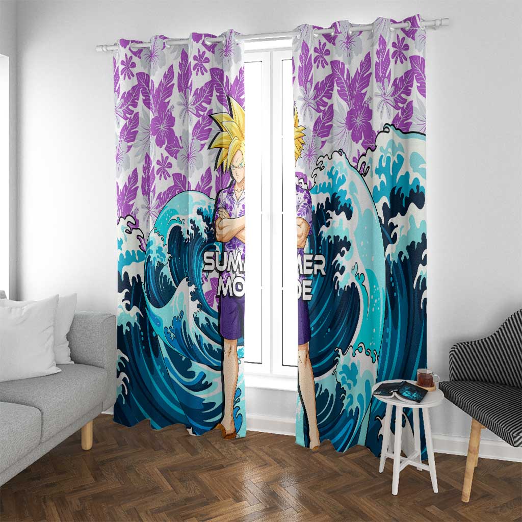 Gohan Dragon Ball Summer Theme Window Curtain with Tropical Floral Shirt Shenron and Ocean Wave Background - The Mazicc
