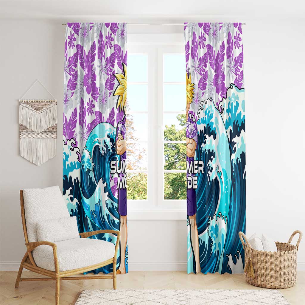 Gohan Dragon Ball Summer Theme Window Curtain with Tropical Floral Shirt Shenron and Ocean Wave Background - The Mazicc