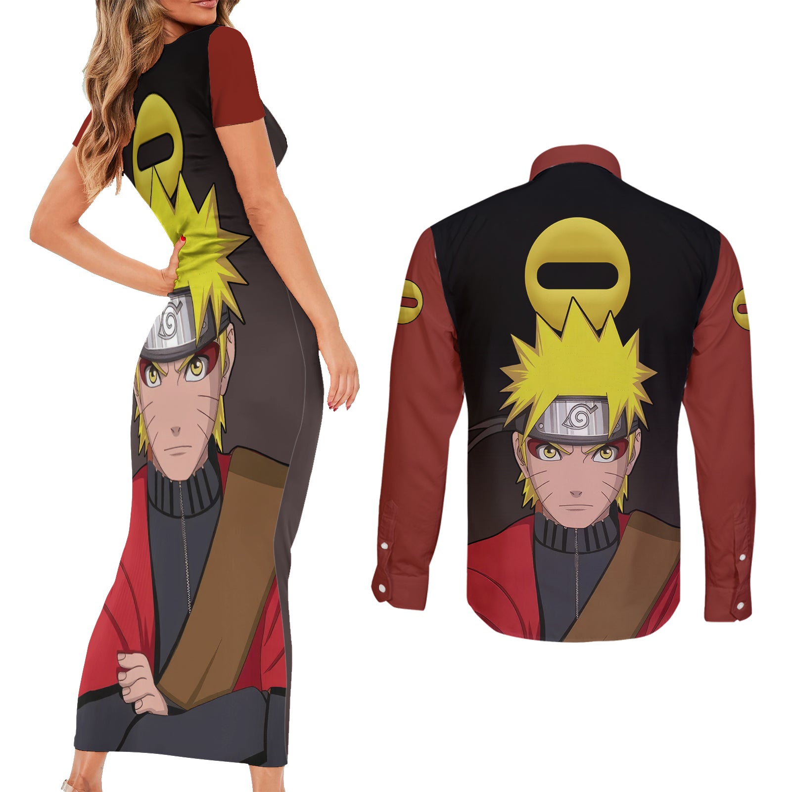 Sage - Naruto Couples Matching Short Sleeve Bodycon Dress and Long Sleeve Button Shirt
