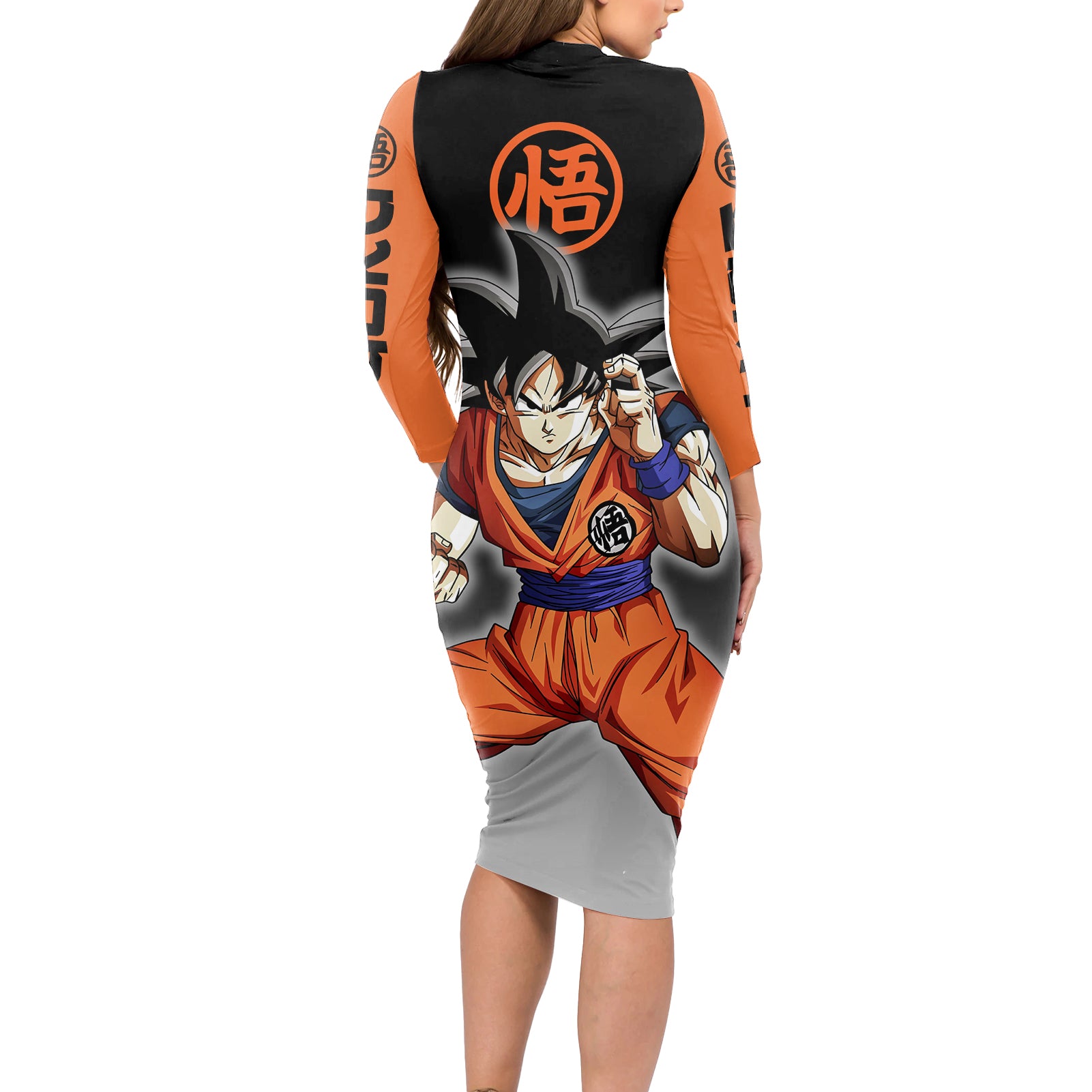 Z Goku Anime Dragon Ball Long Sleeve Bodycon Dress