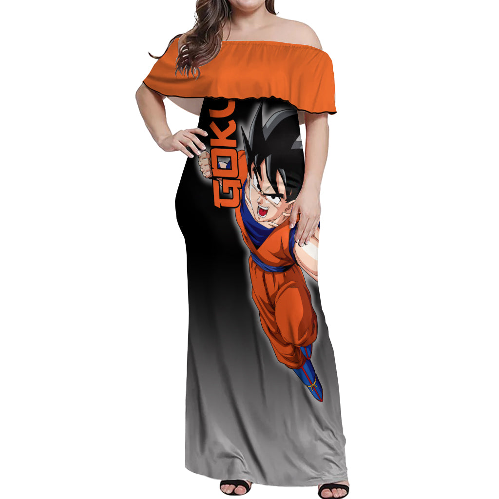 Z Goku Anime Dragon Ball Off Shoulder Maxi Dress