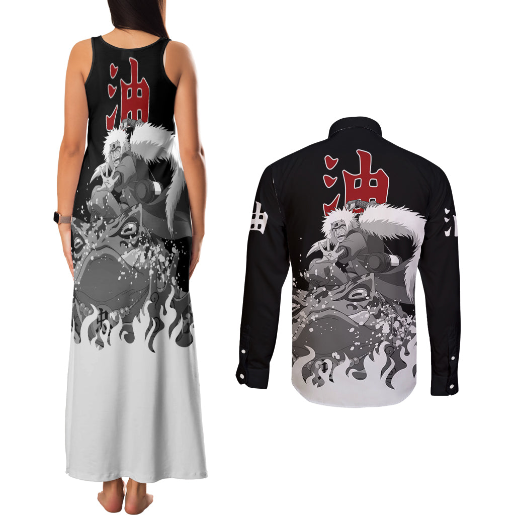 Jiraiya Anime Mixed Couples Matching Tank Maxi Dress and Long Sleeve Button Shirt