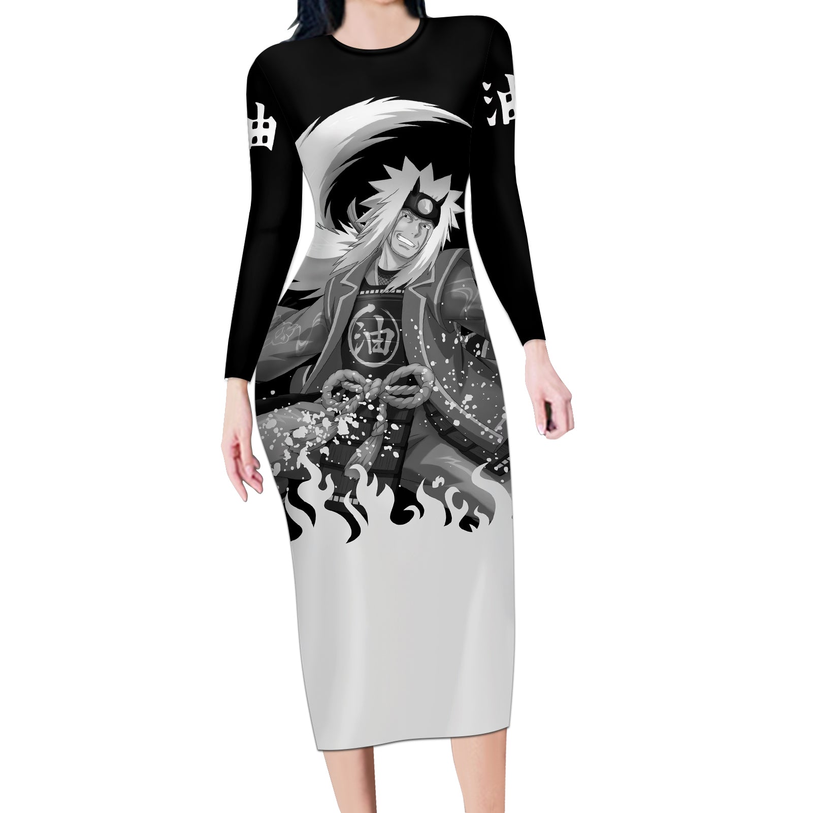Jiraiya Anime Mixed Long Sleeve Bodycon Dress