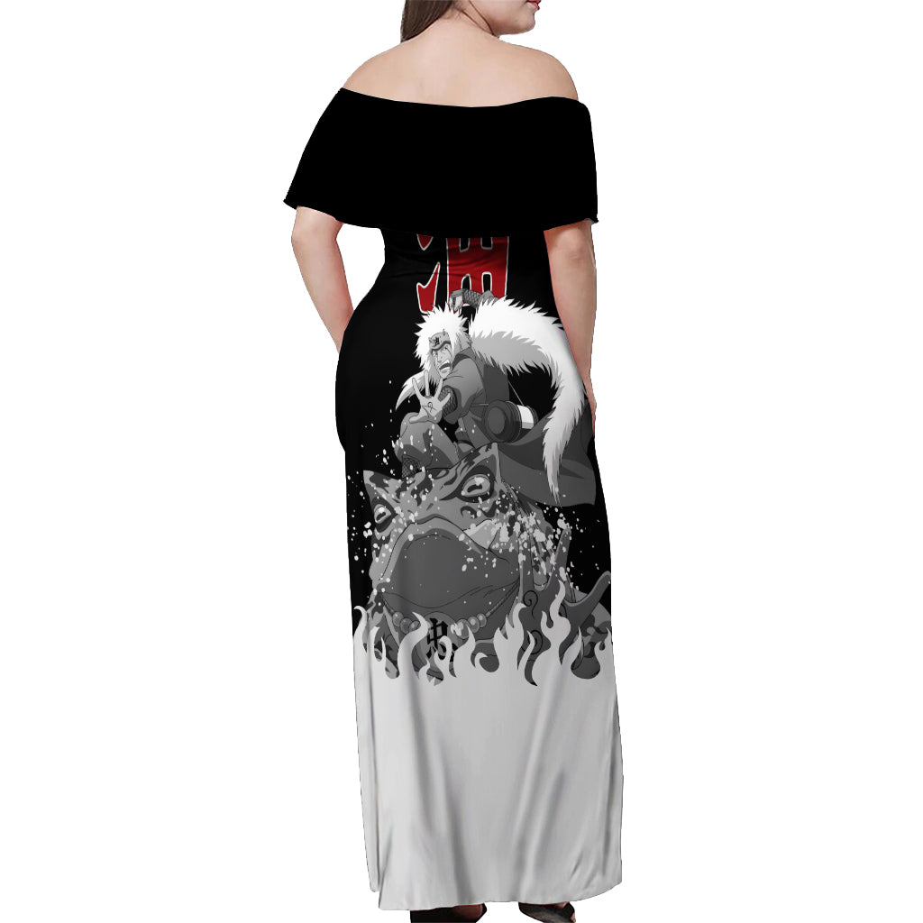 Jiraiya Anime Mixed Off Shoulder Maxi Dress