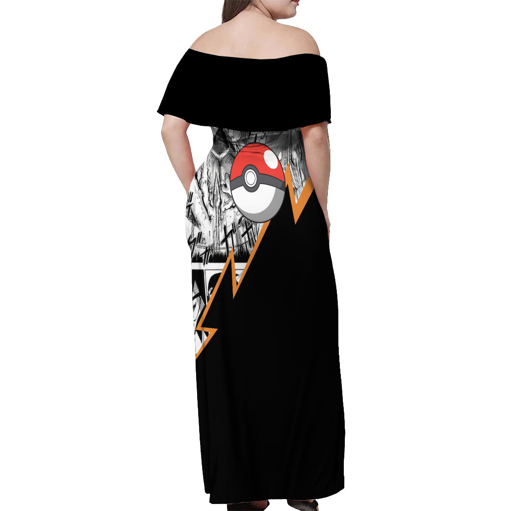 Charizard Mix Manga Off Shoulder Maxi Dress