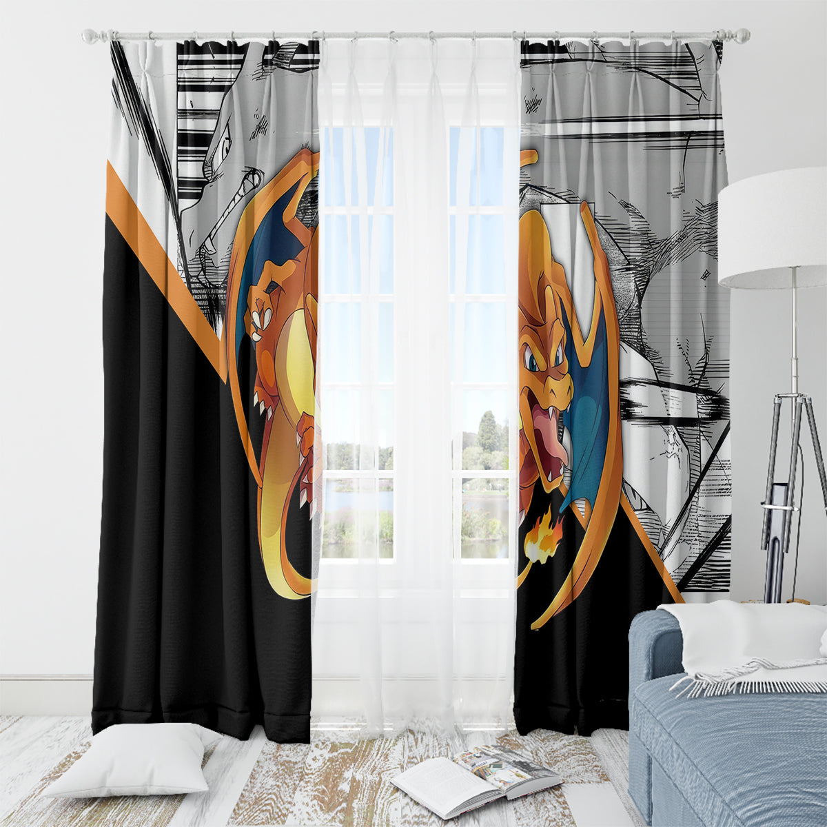 Charizard Mix Manga Window Curtain