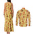 Charmander Pattern Style Couples Matching Tank Maxi Dress and Long Sleeve Button Shirt
