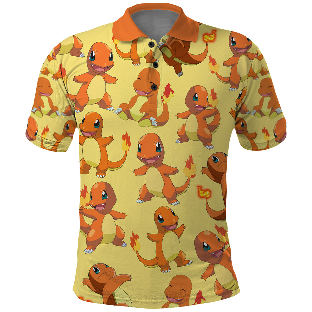 Charmander Pattern Style Polo Shirt