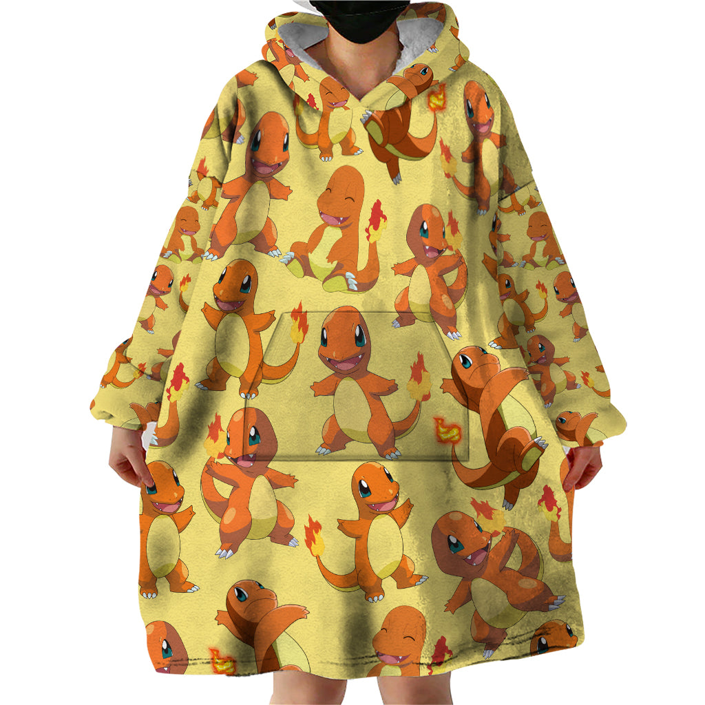 Charmander Pattern Style Wearable Blanket Hoodie