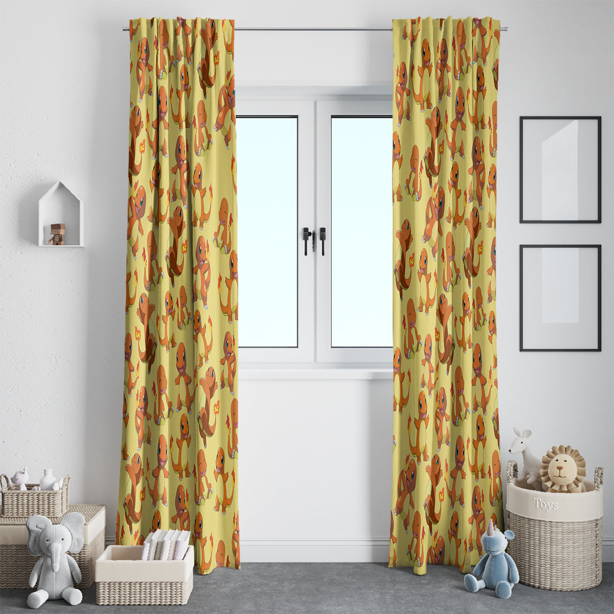 Charmander Pattern Style Window Curtain