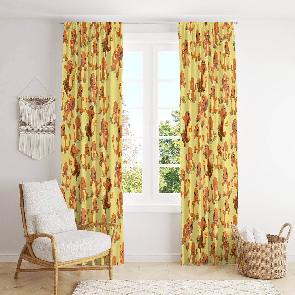 Charmander Pattern Style Window Curtain