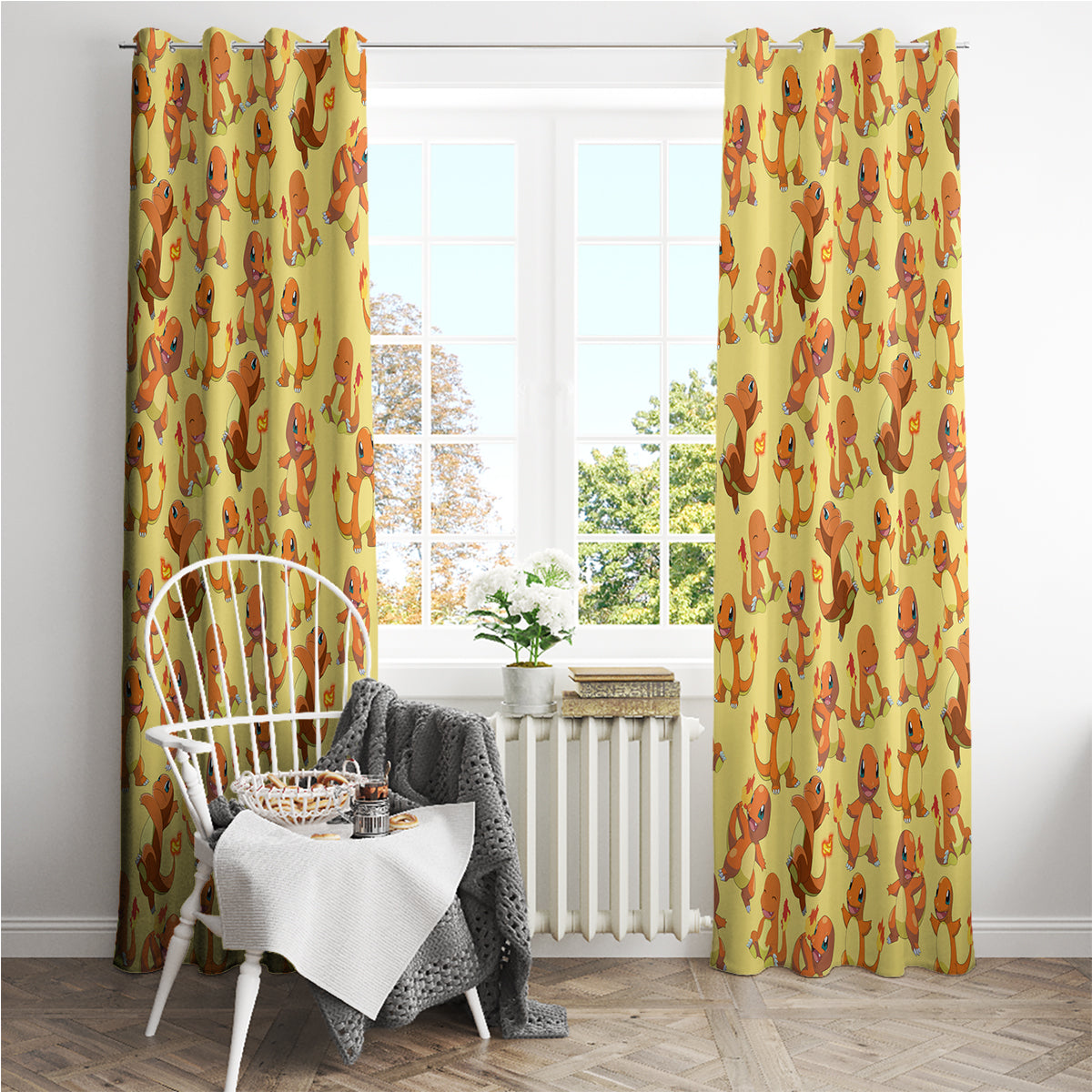 Charmander Pattern Style Window Curtain