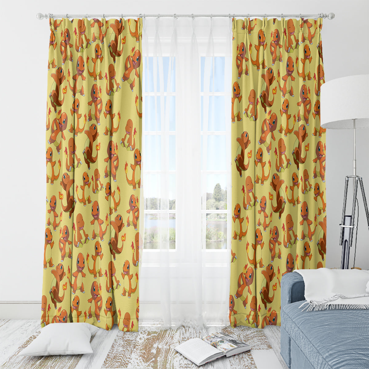 Charmander Pattern Style Window Curtain