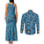 Lucario Pattern Style Couples Matching Tank Maxi Dress and Long Sleeve Button Shirt