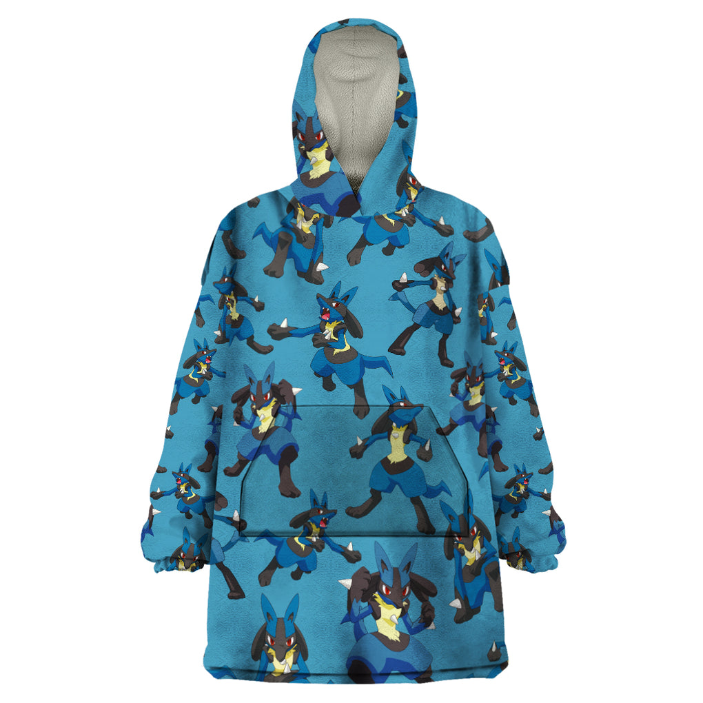 Lucario Pattern Style Wearable Blanket Hoodie