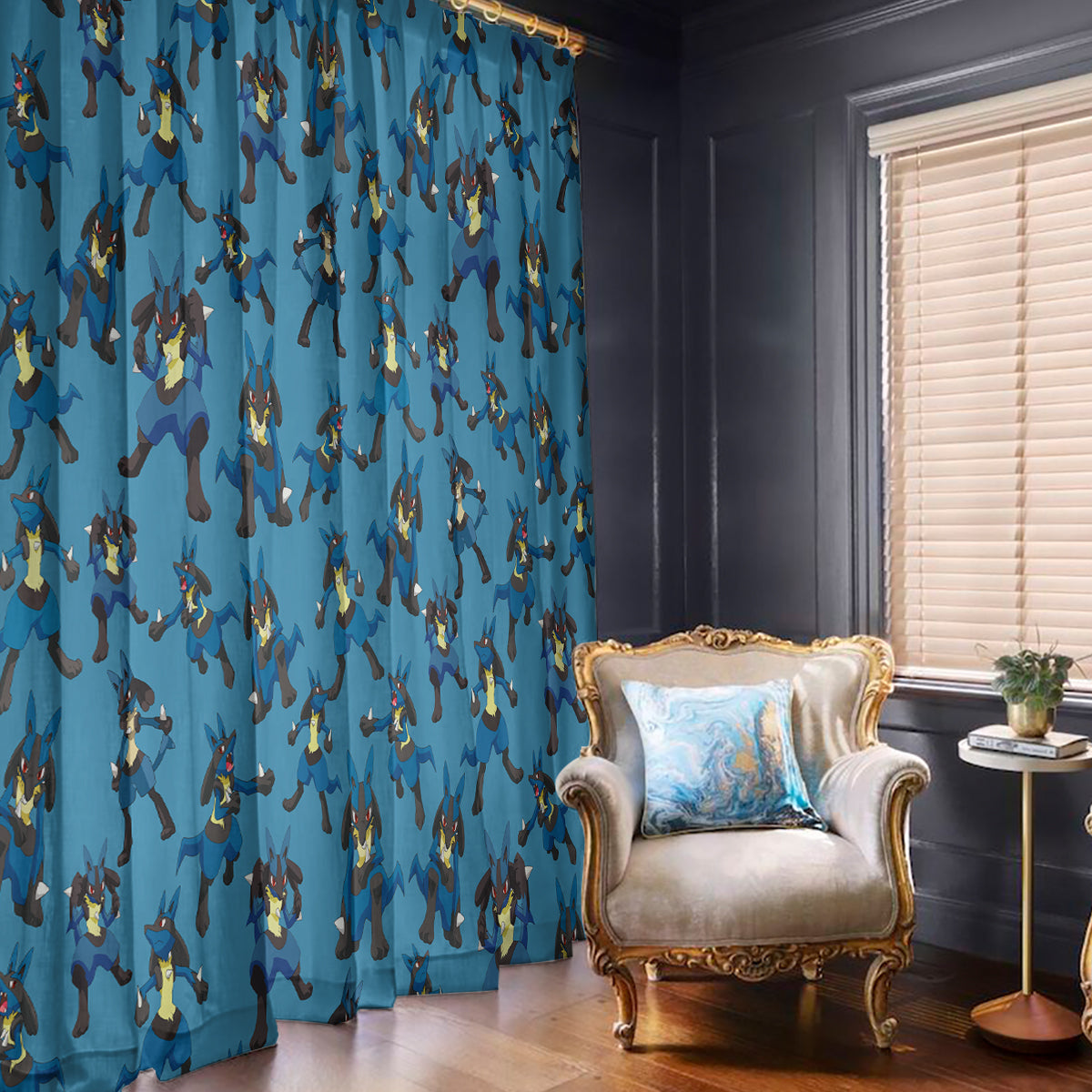 Lucario Pattern Style Window Curtain