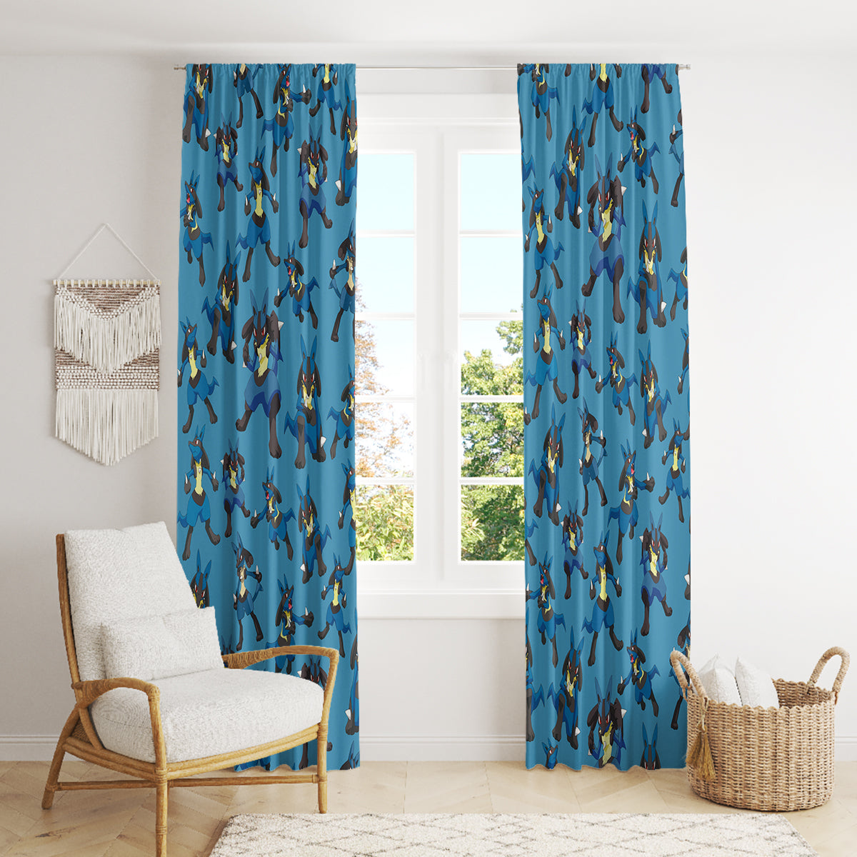Lucario Pattern Style Window Curtain
