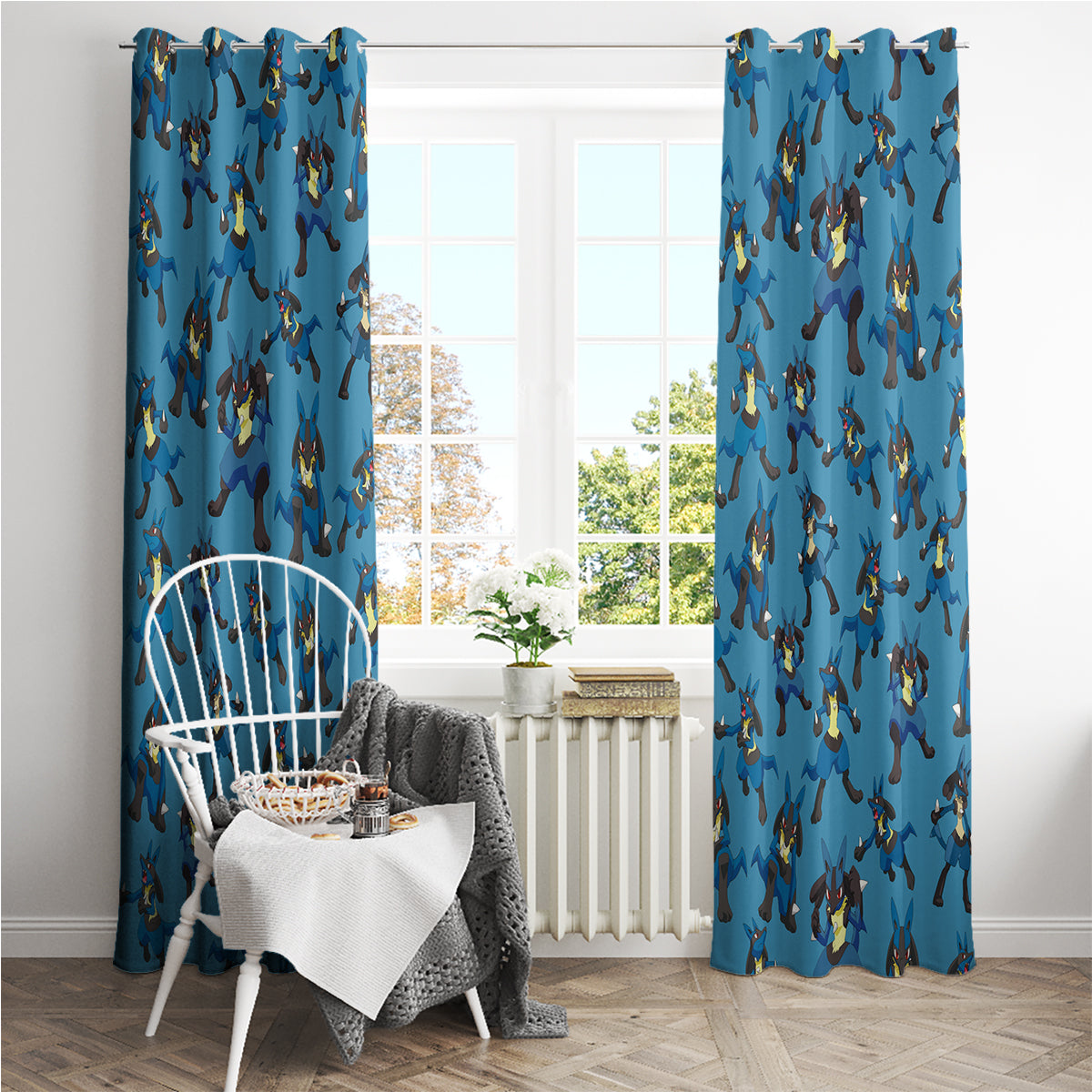 Lucario Pattern Style Window Curtain
