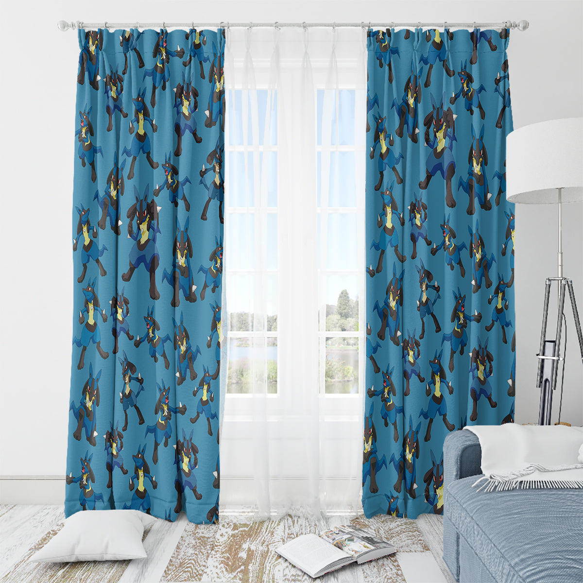 Lucario Pattern Style Window Curtain