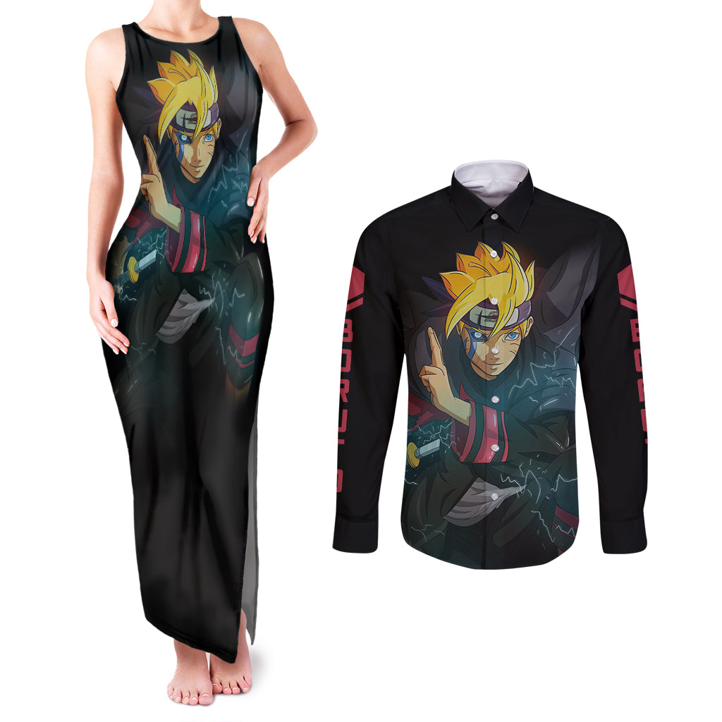 BRT Uzumaki - BRT Anime Couples Matching Tank Maxi Dress and Long Sleeve Button Shirt