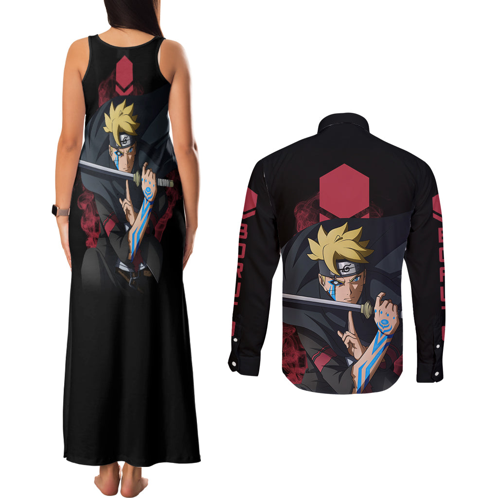 BRT Uzumaki - BRT Anime Couples Matching Tank Maxi Dress and Long Sleeve Button Shirt