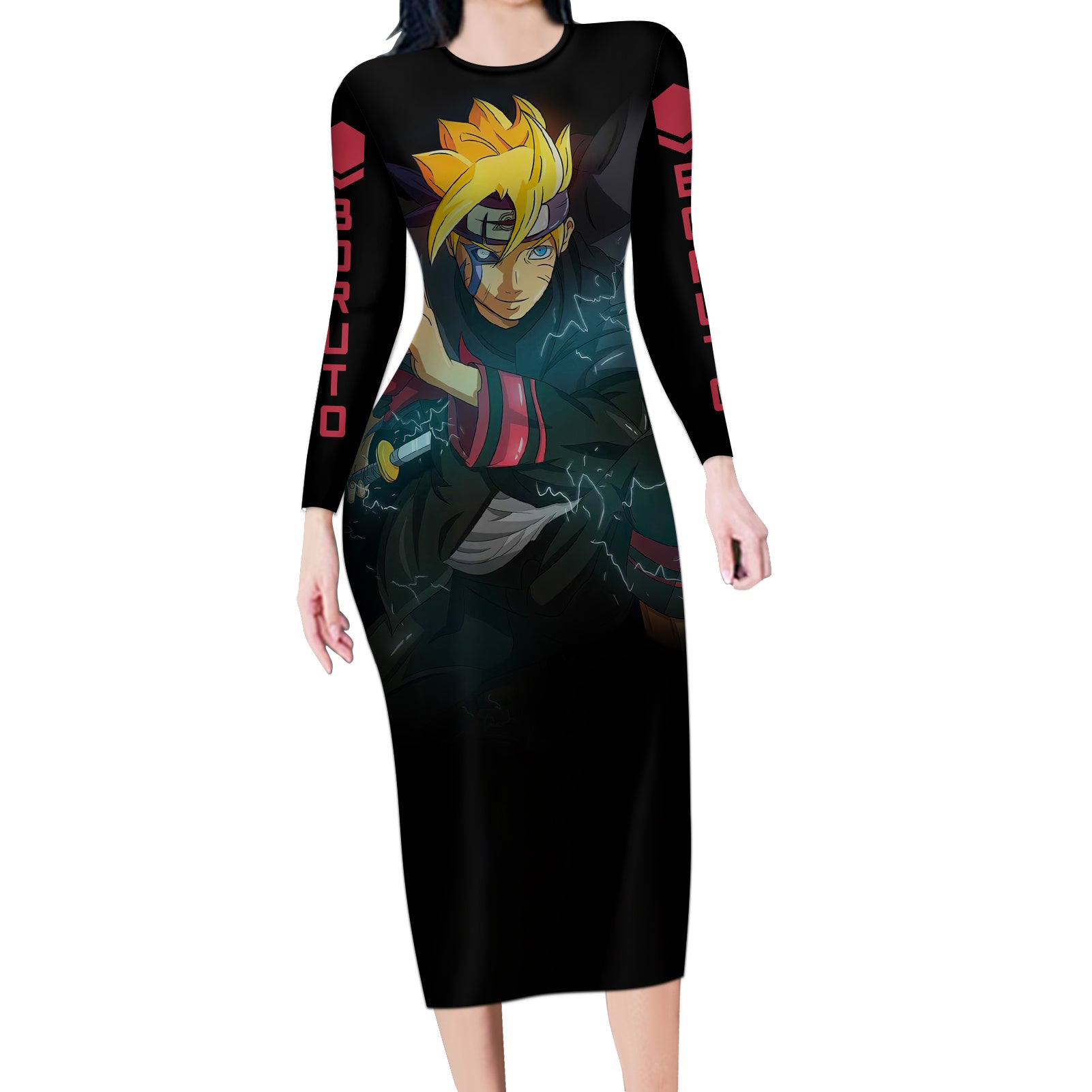 BRT Uzumaki - BRT Anime Long Sleeve Bodycon Dress