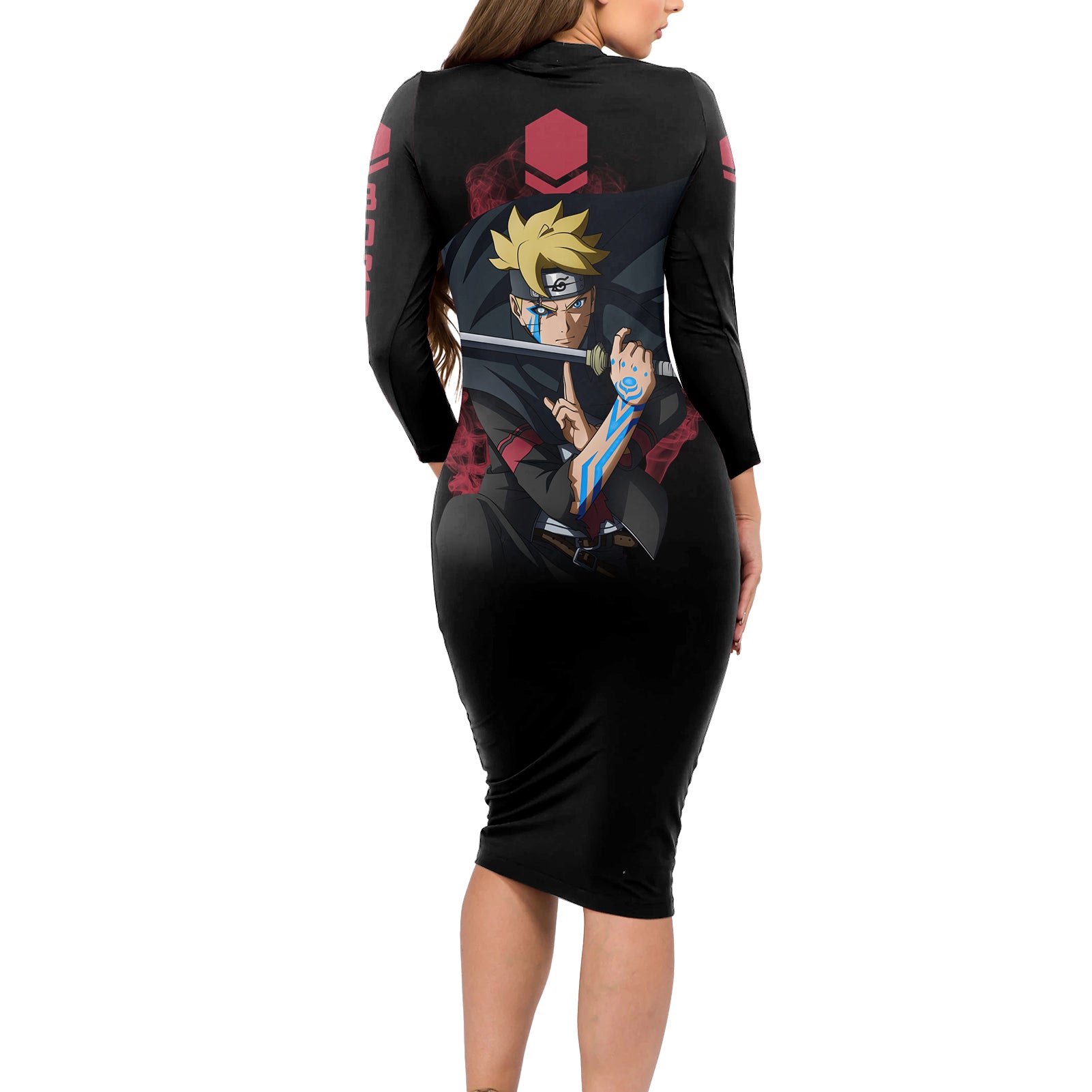 BRT Uzumaki - BRT Anime Long Sleeve Bodycon Dress