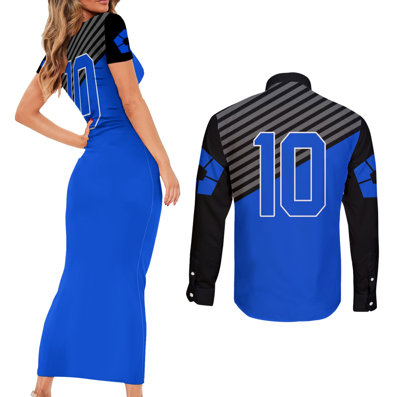 Rin Itoshi Couples Matching Short Sleeve Bodycon Dress and Long Sleeve Button Shirt