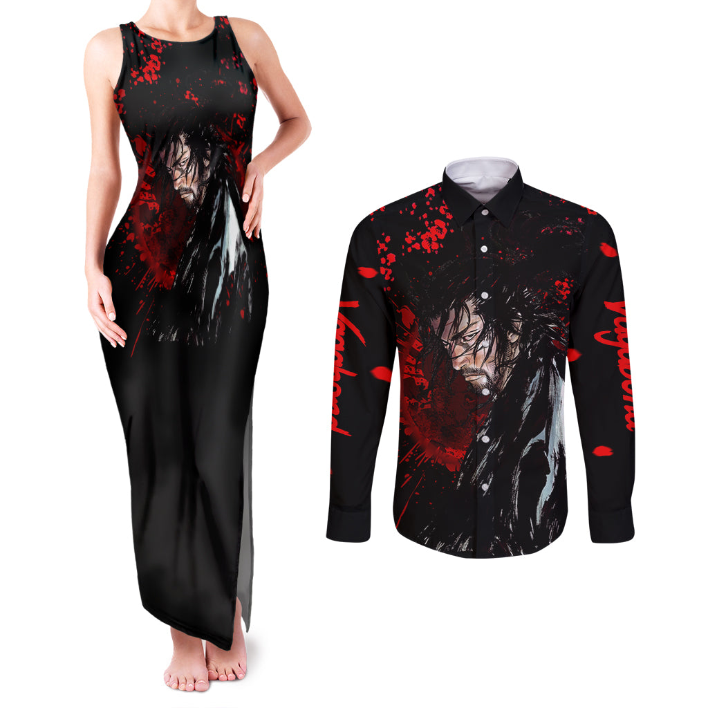 Miyamoto Musashi Couples Matching Tank Maxi Dress and Long Sleeve Button Shirt