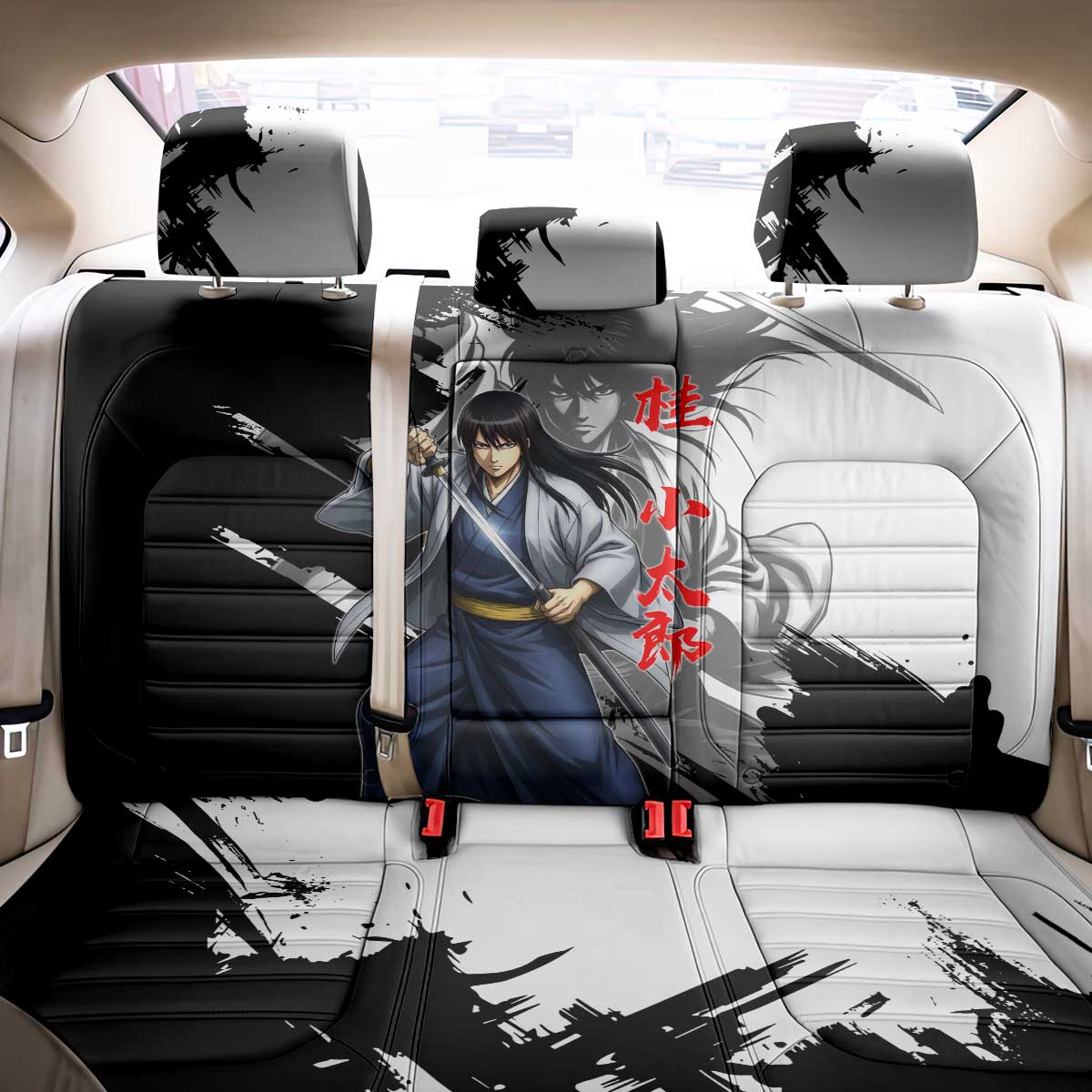 Kotaro Katsura Back Car Seat Cover Traditional Samurai Ink Style