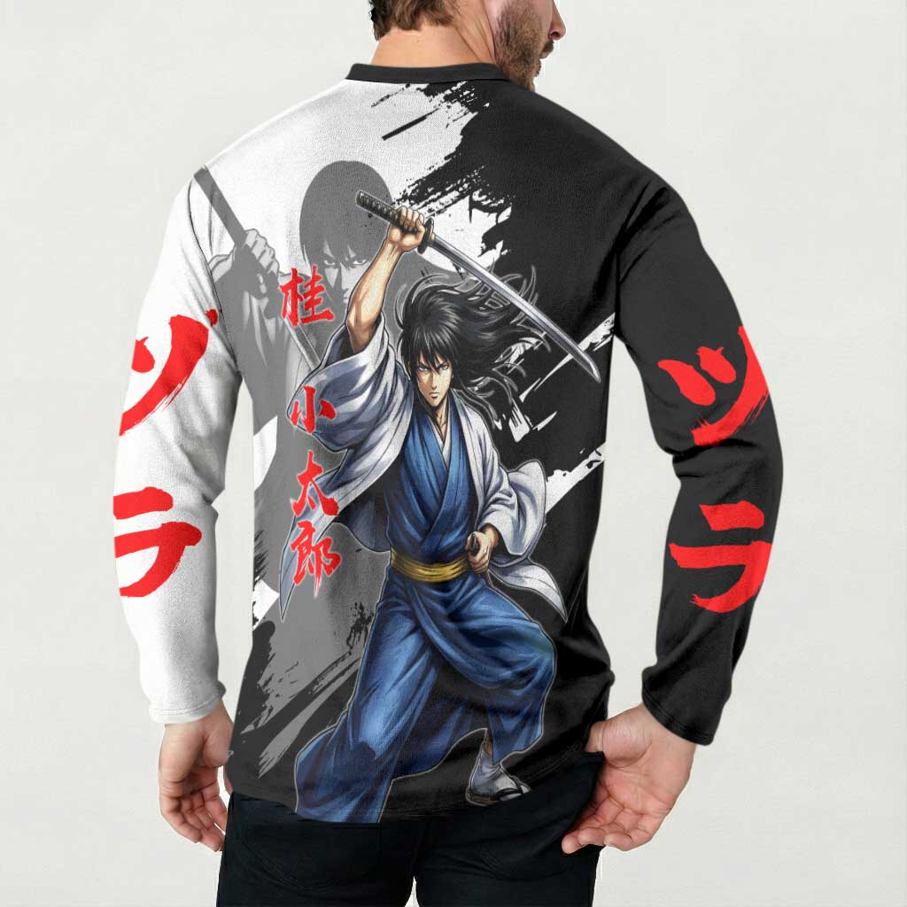 Kotaro Katsura Button Sweatshirt Traditional Samurai Ink Style