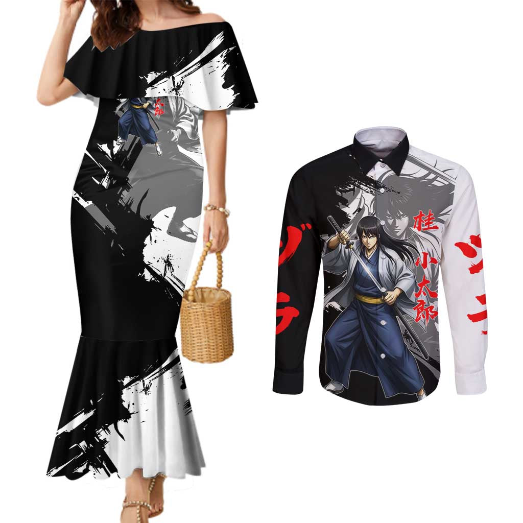 Kotaro Katsura Couples Matching Mermaid Dress and Long Sleeve Button Shirt Traditional Samurai Ink Style