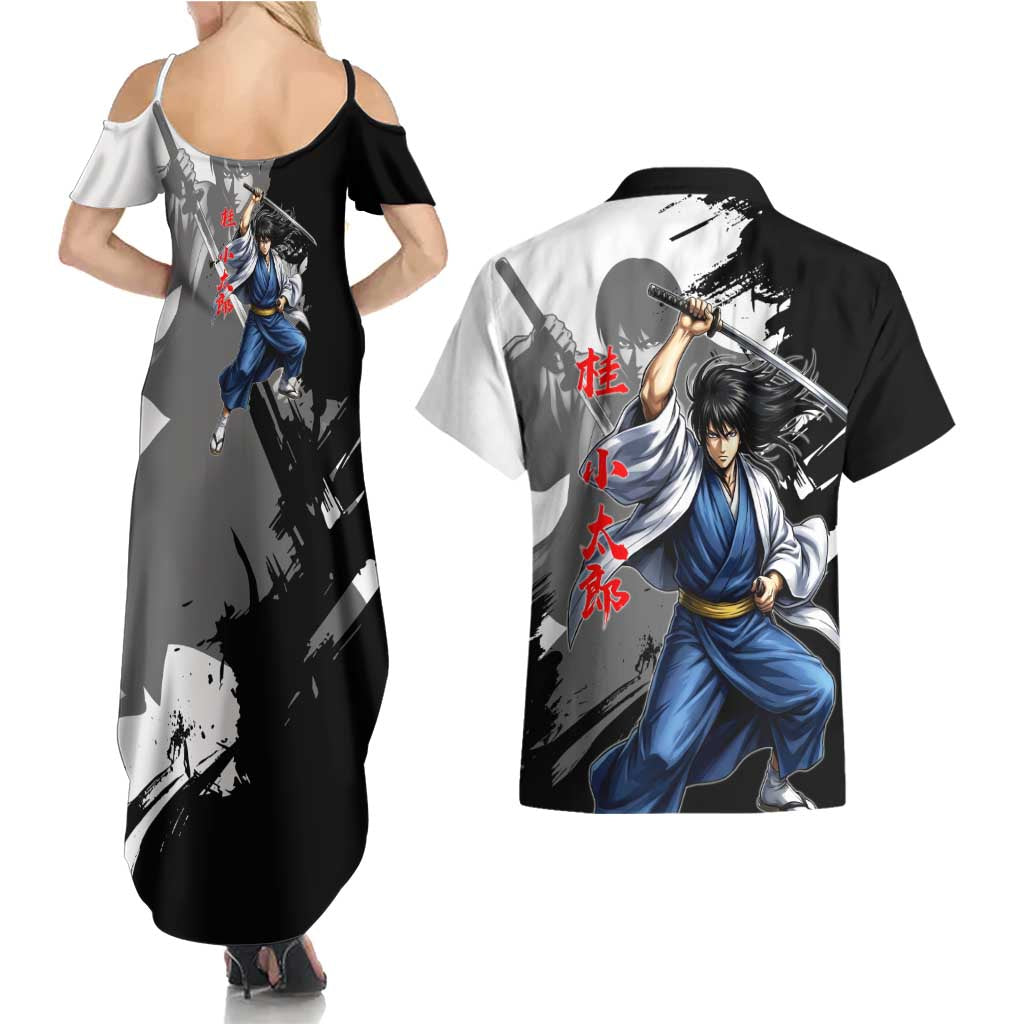 Kotaro Katsura Couples Matching Summer Maxi Dress and Hawaiian Shirt Traditional Samurai Ink Style