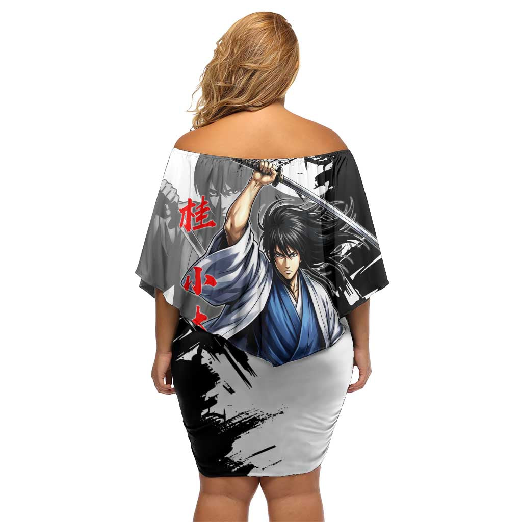 Kotaro Katsura Family Matching Off Shoulder Short Dress and Hawaiian Shirt Traditional Samurai Ink Style