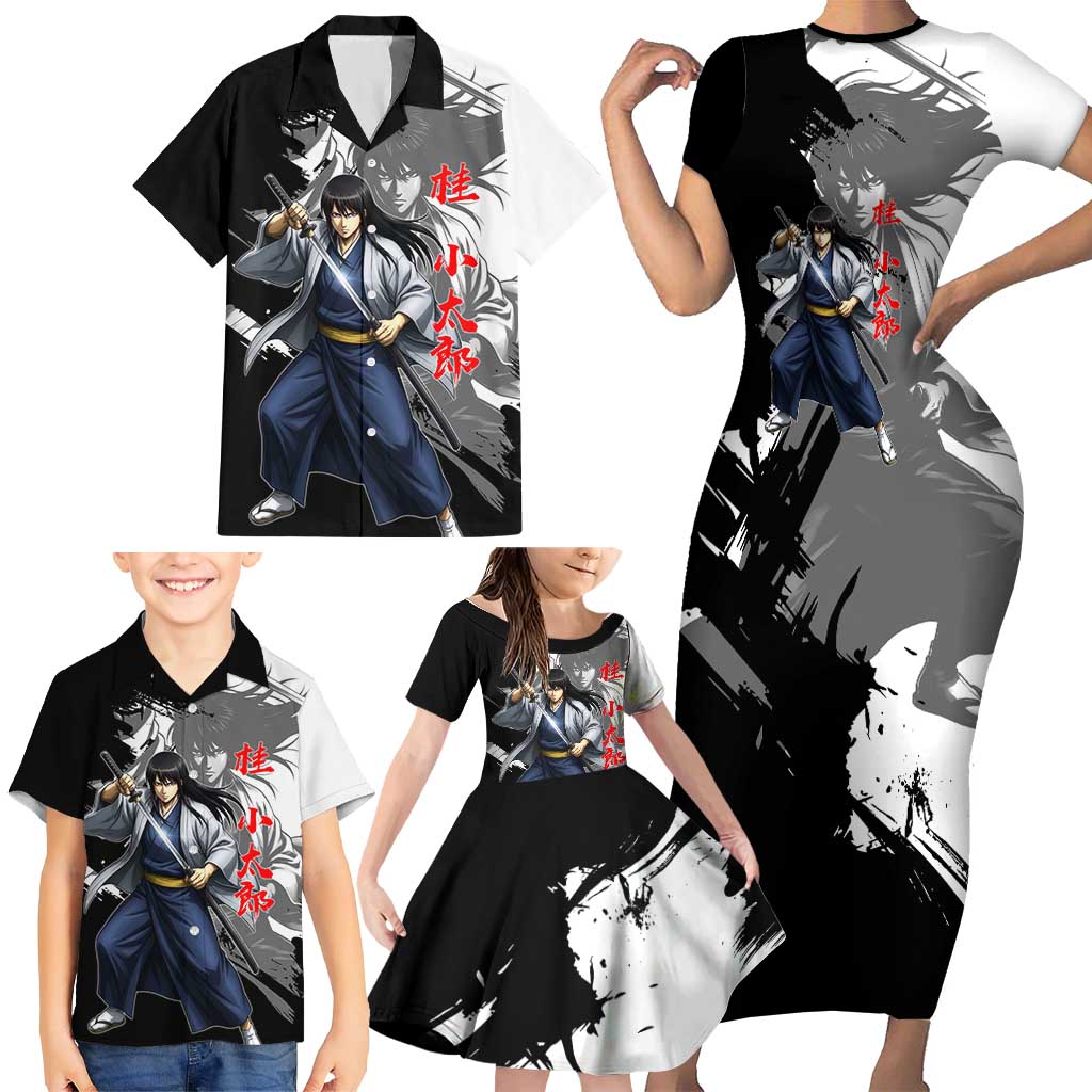 Kotaro Katsura Family Matching Short Sleeve Bodycon Dress and Hawaiian Shirt Traditional Samurai Ink Style