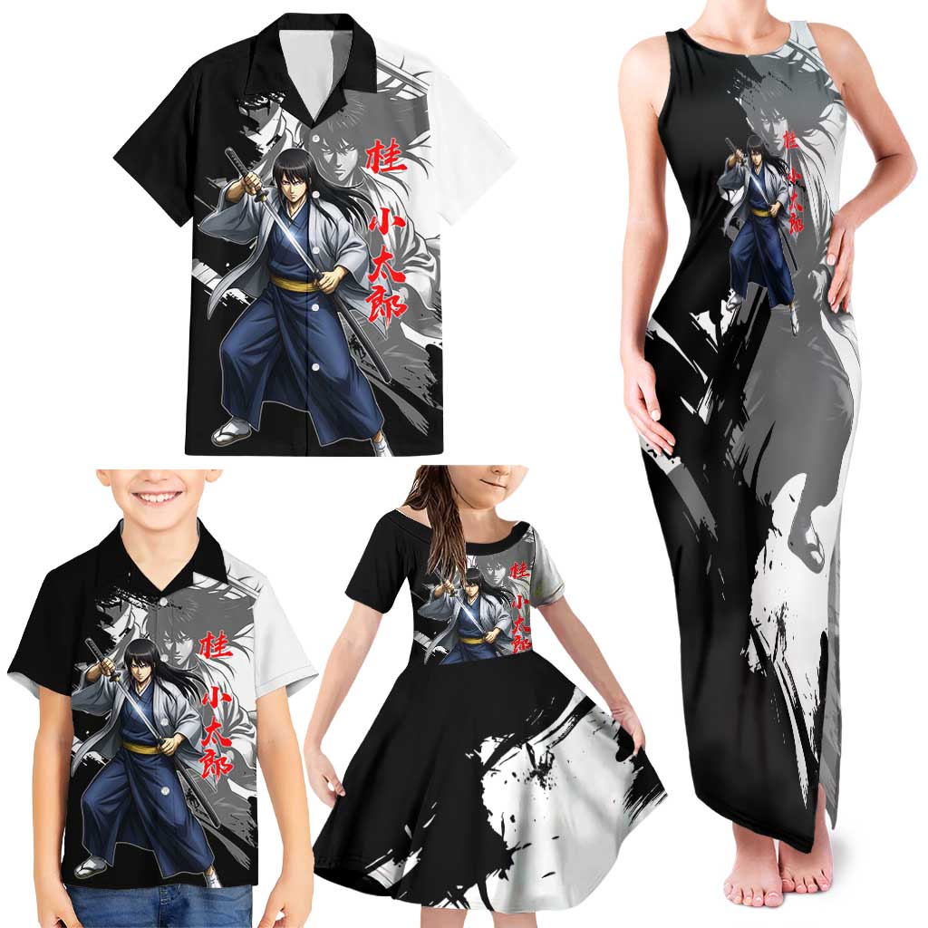 Kotaro Katsura Family Matching Tank Maxi Dress and Hawaiian Shirt Traditional Samurai Ink Style