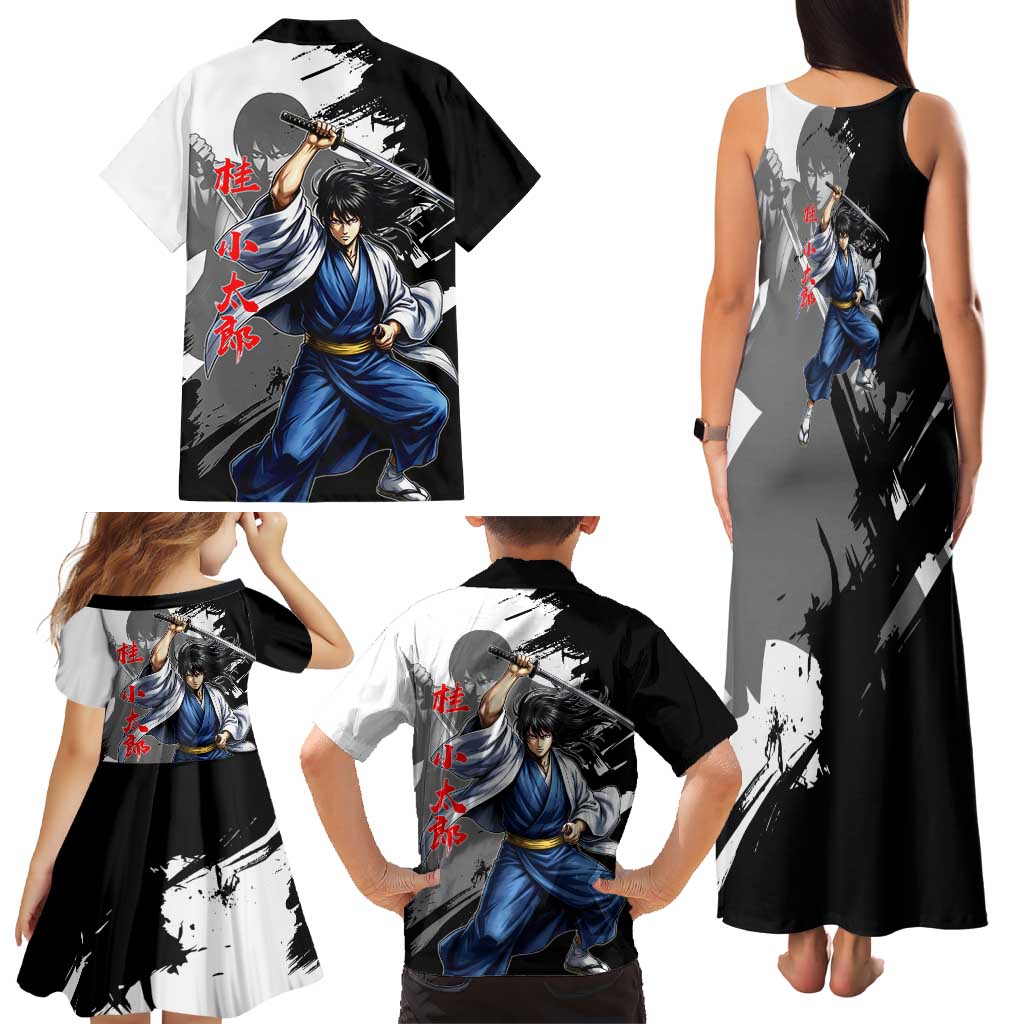 Kotaro Katsura Family Matching Tank Maxi Dress and Hawaiian Shirt Traditional Samurai Ink Style