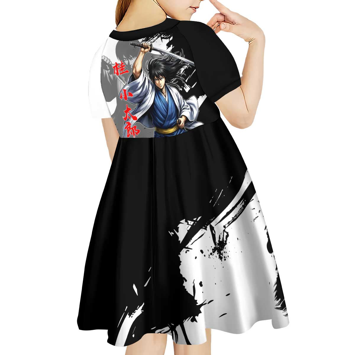 Kotaro Katsura Kid Short Sleeve Dress Traditional Samurai Ink Style