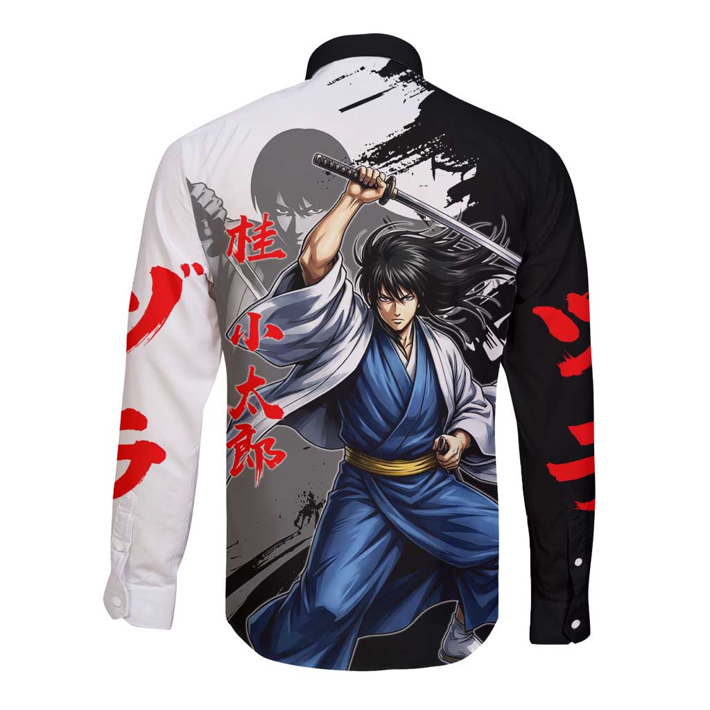 Kotaro Katsura Long Sleeve Button Shirt Traditional Samurai Ink Style