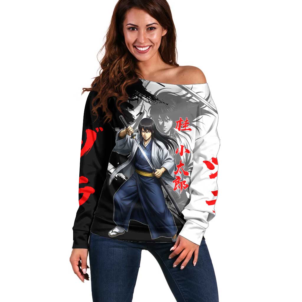 Kotaro Katsura Off Shoulder Sweater Traditional Samurai Ink Style