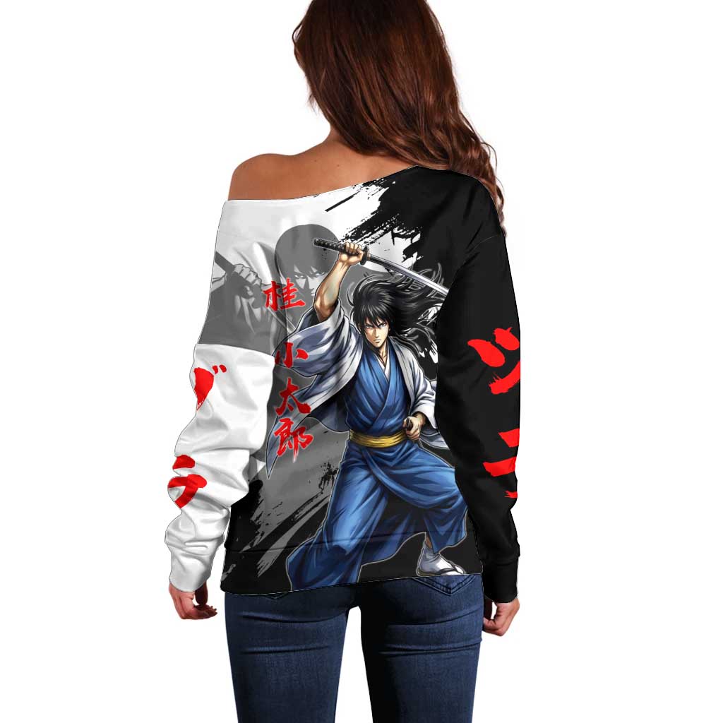 Kotaro Katsura Off Shoulder Sweater Traditional Samurai Ink Style