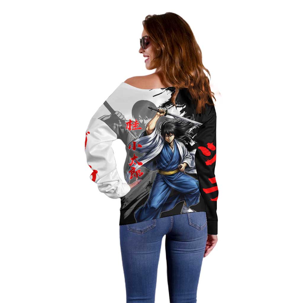 Kotaro Katsura Off Shoulder Sweater Traditional Samurai Ink Style