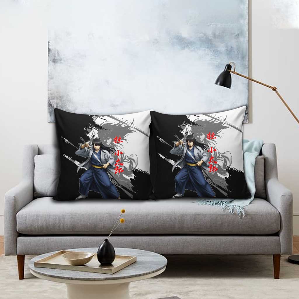 Kotaro Katsura Pillow Cover Traditional Samurai Ink Style