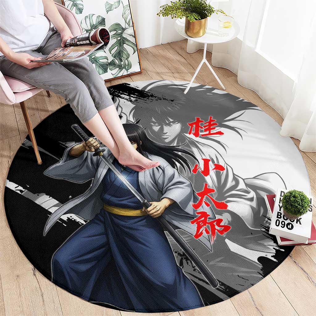 Kotaro Katsura Round Carpet Traditional Samurai Ink Style