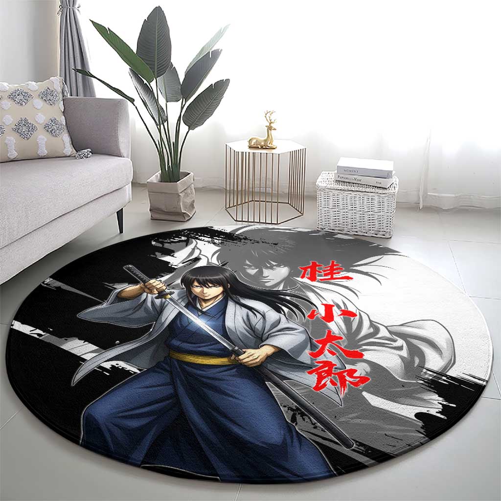 Kotaro Katsura Round Carpet Traditional Samurai Ink Style