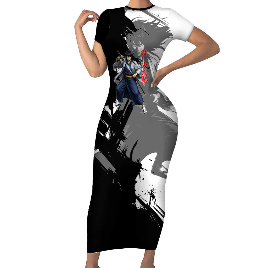 Kotaro Katsura Short Sleeve Bodycon Dress Traditional Samurai Ink Style