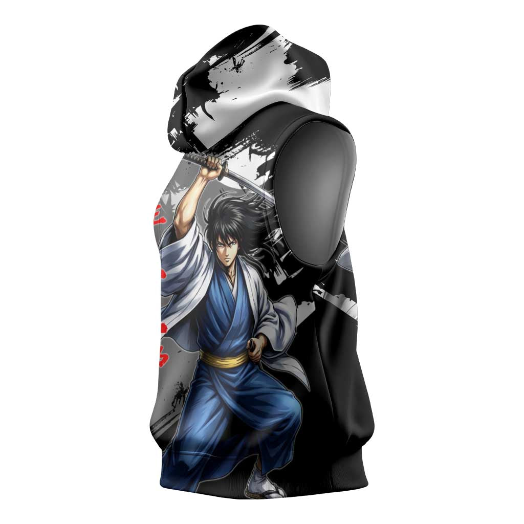 Kotaro Katsura Sleeveless Hoodie Traditional Samurai Ink Style