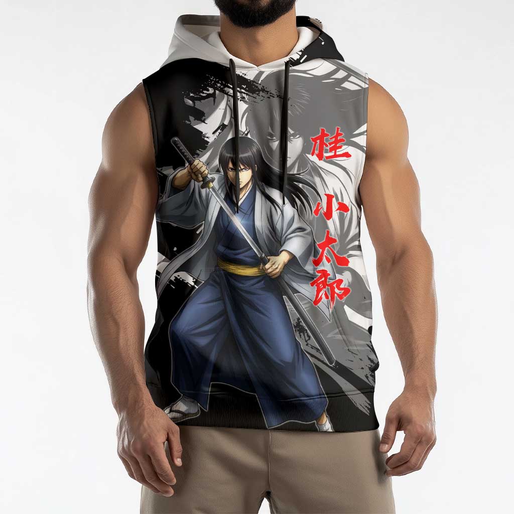 Kotaro Katsura Sleeveless Hoodie Traditional Samurai Ink Style