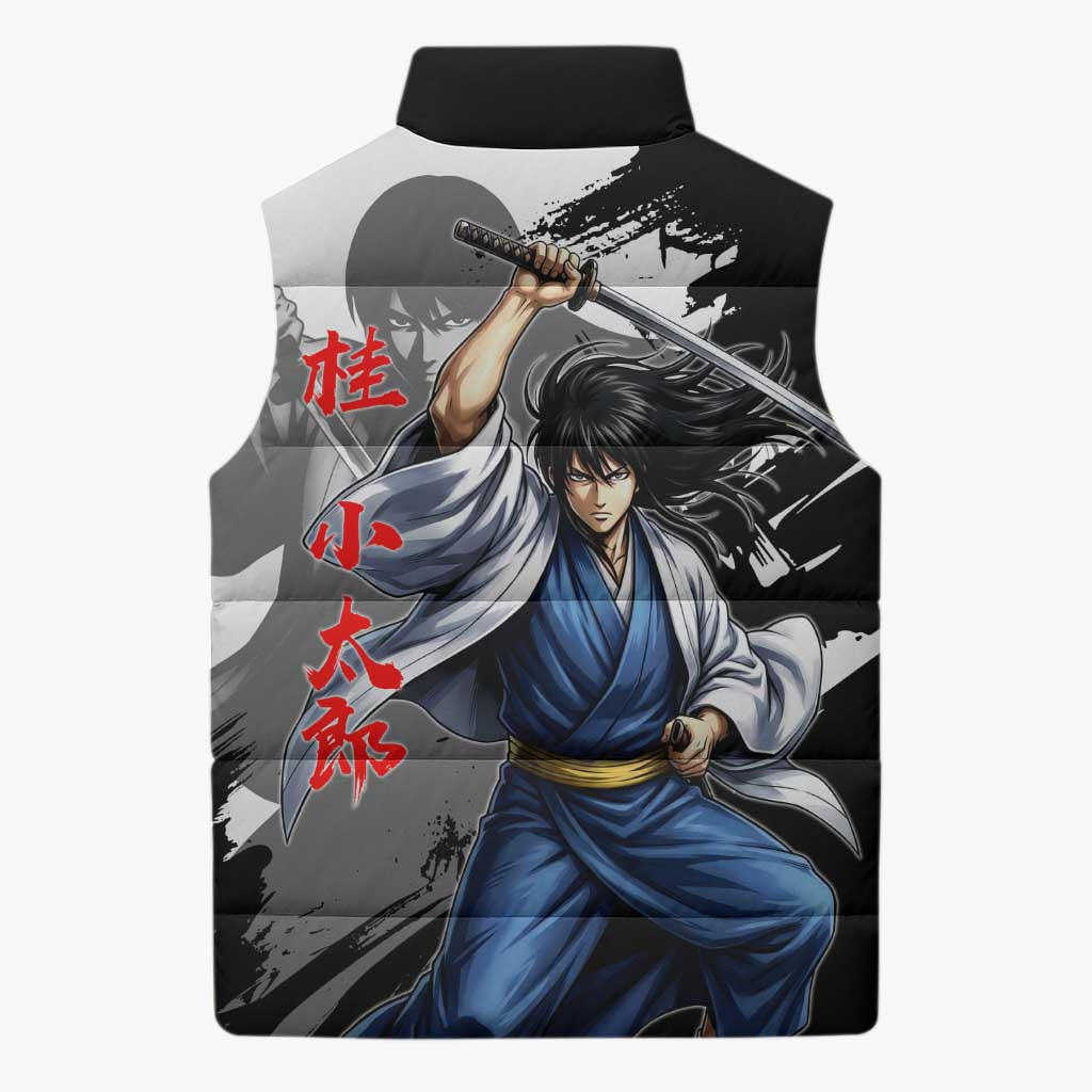 Kotaro Katsura Sleeveless Puffer Jacket Traditional Samurai Ink Style